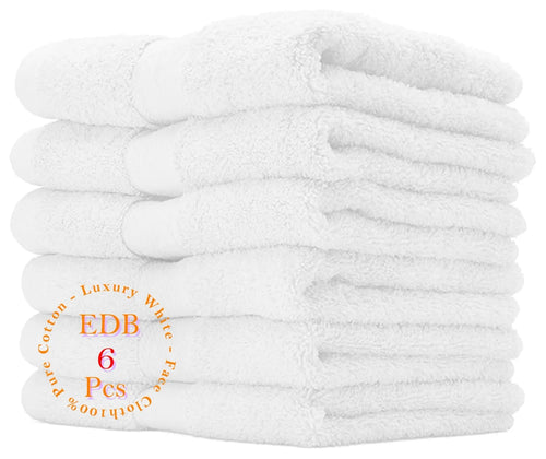 Pack of 6 Luxury White Face Cloth Towels 100% Egyptian Cotton Soft Flannel Wash Cloths Towel Towelsworld